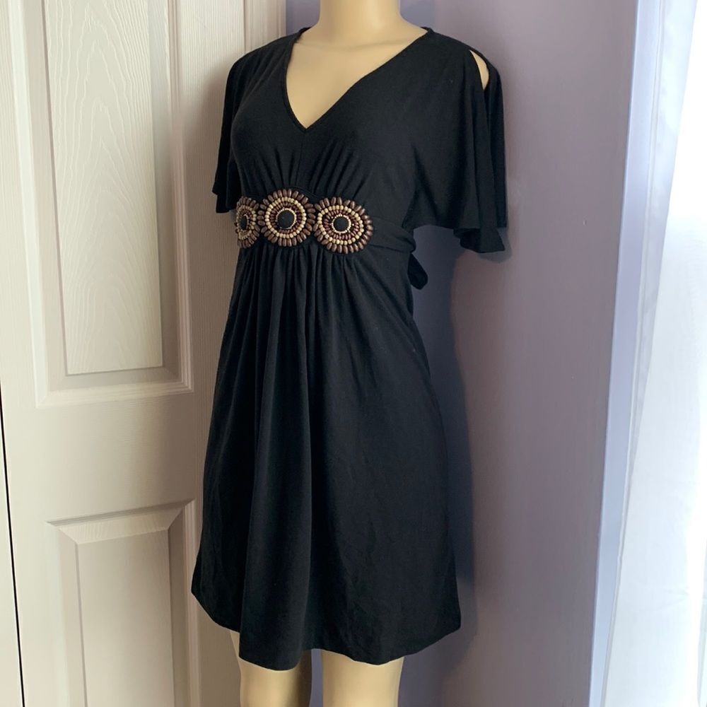 Designer Swimwear Embellished Cover Up Dress Black XS